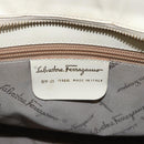 Salvatore Ferragamo Gancini Tote Bag Leather Ivory Gold Auth 159310-12