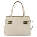 Salvatore Ferragamo Gancini Tote Bag Leather Ivory Gold Auth 159310-13