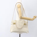 Salvatore Ferragamo Gancini Tote Bag Leather Ivory Gold Auth 159310-23