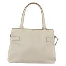 Salvatore Ferragamo Gancini Tote Bag Leather Ivory Gold Auth 159310-2