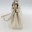 Salvatore Ferragamo Gancini Tote Bag Leather Ivory Gold Auth 159310-4