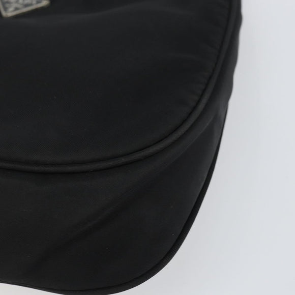 PRADA Pouch Nylon Black Silver Auth 159312