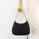 PRADA Pouch Nylon Black Silver Auth 159312-22