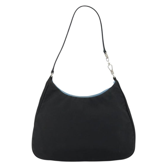 PRADA Pouch Nylon Black Silver Auth 159312