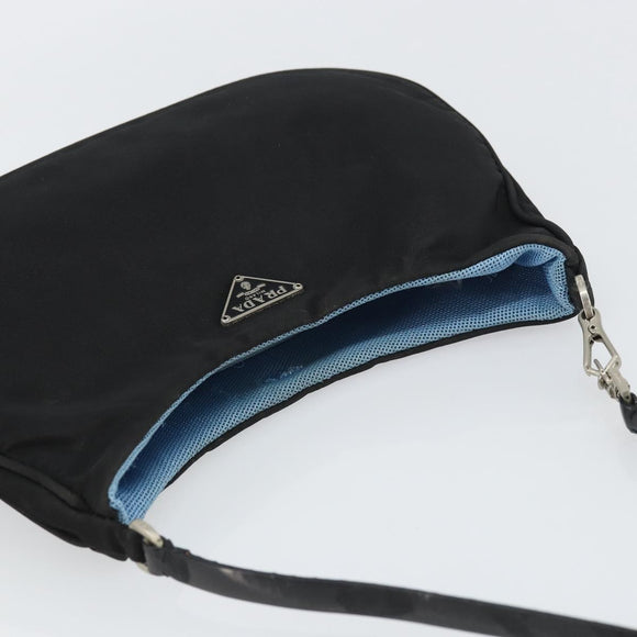 PRADA Pouch Nylon Black Silver Auth 159312