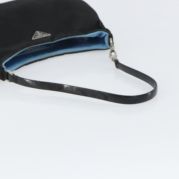 PRADA Pouch Nylon Black Silver Auth 159312