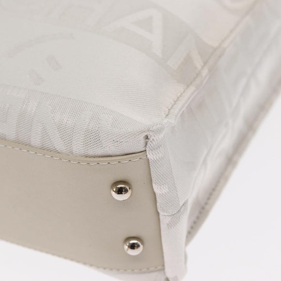 CHANEL Chain Shoulder Bag Nylon White Silver CC Auth 159317SAM