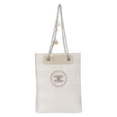 CHANEL Chain Shoulder Bag Nylon White Silver CC Auth 159317SAM-2