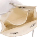 CHANEL Chain Shoulder Bag Nylon White Silver CC Auth 159317SAM-21