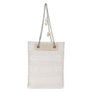 CHANEL Chain Shoulder Bag Nylon White Silver CC Auth 159317SAM-3