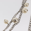 CHANEL Chain Shoulder Bag Nylon White Silver CC Auth 159317SAM-9