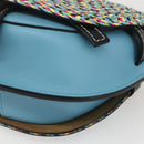 LOEWE Gate bag Small Shoulder Bag Leather Light Blue Gold Auth 159318SM-9