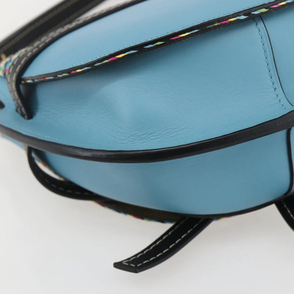 LOEWE Gate bag Small Shoulder Bag Leather Light Blue Gold Auth 159318SM