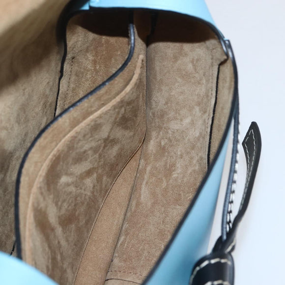 LOEWE Gate bag Small Shoulder Bag Leather Light Blue Gold Auth 159318SM