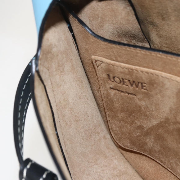 LOEWE Gate bag Small Shoulder Bag Leather Light Blue Gold Auth 159318SM