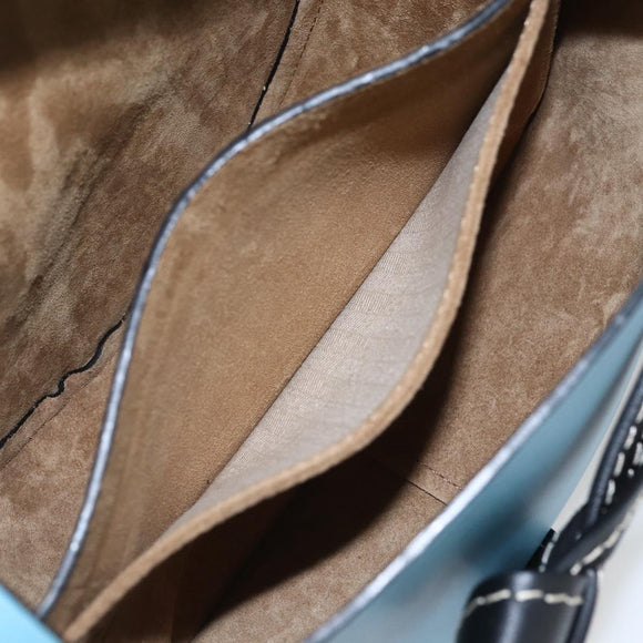 LOEWE Gate bag Small Shoulder Bag Leather Light Blue Gold Auth 159318SM