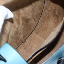 LOEWE Gate bag Small Shoulder Bag Leather Light Blue Gold Auth 159318SM-21