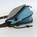 LOEWE Gate bag Small Shoulder Bag Leather Light Blue Gold Auth 159318SM-3