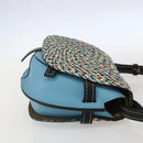 LOEWE Gate bag Small Shoulder Bag Leather Light Blue Gold Auth 159318SM-4