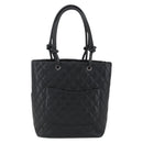 CHANEL Cambon Line Matelasse Medium Tote Bag Leather Black CC Auth 159319SAM-2