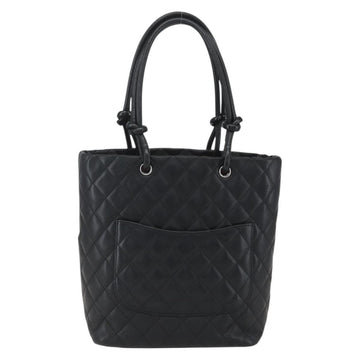 CHANEL Cambon Line Matelasse Medium Tote Bag Leather Black CC Auth 159319SAM - 0