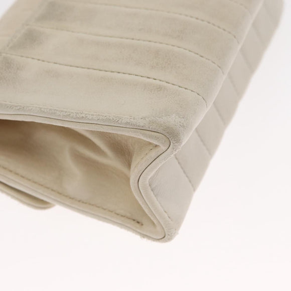 CHANEL Mademoiselle Chain Shoulder Bag Leather Ivory Gold CC Auth 159320