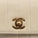 CHANEL Mademoiselle Chain Shoulder Bag Leather Ivory Gold CC Auth 159320-14