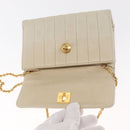 CHANEL Mademoiselle Chain Shoulder Bag Leather Ivory Gold CC Auth 159320A-18