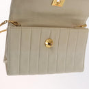 CHANEL Mademoiselle Chain Shoulder Bag Leather Ivory Gold CC Auth 159320A-20