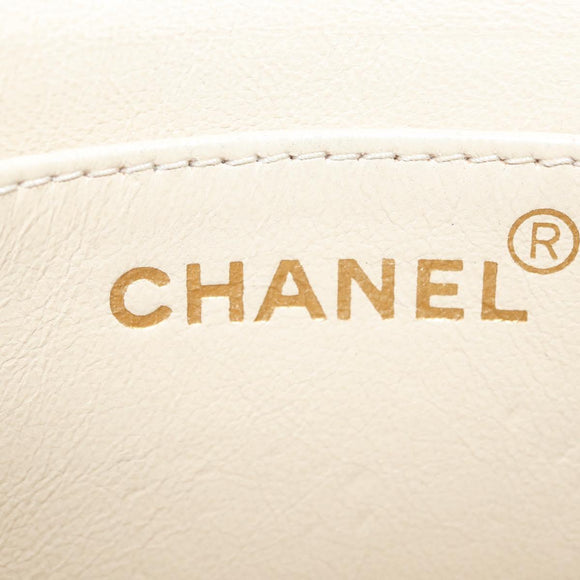 CHANEL Mademoiselle Chain Shoulder Bag Leather Ivory Gold CC Auth 159320A