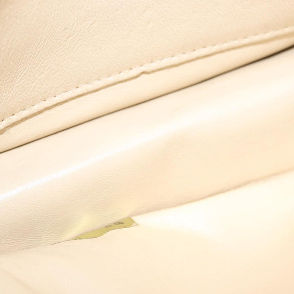 CHANEL Mademoiselle Chain Shoulder Bag Leather Ivory Gold CC Auth 159320