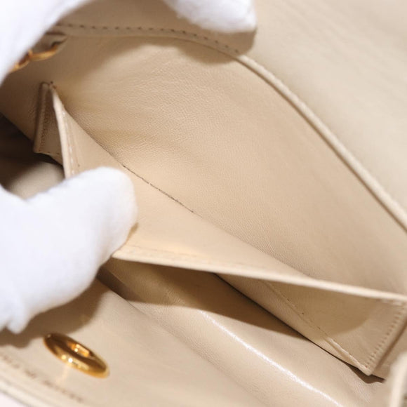 CHANEL Mademoiselle Chain Shoulder Bag Leather Ivory Gold CC Auth 159320