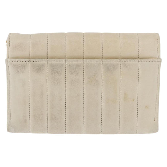 CHANEL Mademoiselle Chain Shoulder Bag Leather Ivory Gold CC Auth 159320