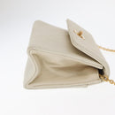 CHANEL Mademoiselle Chain Shoulder Bag Leather Ivory Gold CC Auth 159320-4