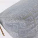 FENDI Zucchino Canvas Mamma Baguette Hand Bag Light Blue Silver Auth 159322V-17