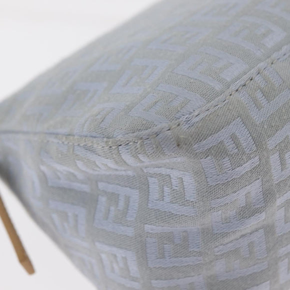 FENDI Zucchino Canvas Mamma Baguette Hand Bag Light Blue Silver Auth 159322V