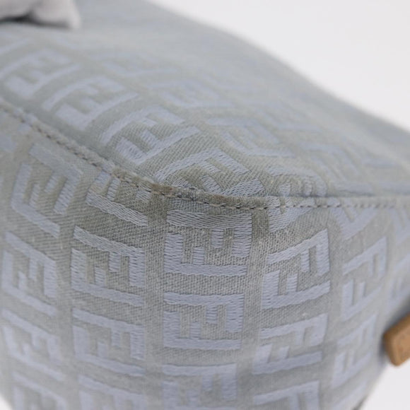 FENDI Zucchino Canvas Mamma Baguette Hand Bag Light Blue Silver Auth 159322V