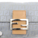 FENDI Zucchino Canvas Mamma Baguette Hand Bag Light Blue Silver Auth 159322V-19