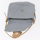 FENDI Zucchino Canvas Mamma Baguette Hand Bag Light Blue Silver Auth 159322V-20