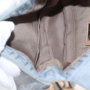 FENDI Zucchino Canvas Mamma Baguette Hand Bag Light Blue Silver Auth 159322V-10