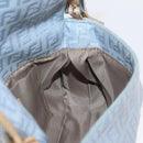 FENDI Zucchino Canvas Mamma Baguette Hand Bag Light Blue Silver Auth 159322V-23