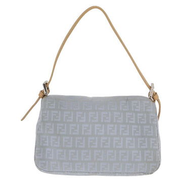 FENDI Zucchino Canvas Mamma Baguette Hand Bag Light Blue Silver Auth 159322V - 0