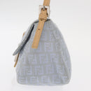 FENDI Zucchino Canvas Mamma Baguette Hand Bag Light Blue Silver Auth 159322V-3