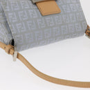 FENDI Zucchino Canvas Mamma Baguette Hand Bag Light Blue Silver Auth 159322V-6