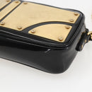 Miu Miu Chain Shoulder Bag Enamel 2way Black Gold Auth 159323V-16