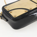 Miu Miu Chain Shoulder Bag Enamel 2way Black Gold Auth 159323V-17