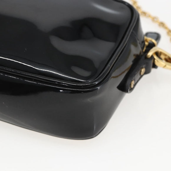 Miu Miu Chain Shoulder Bag Enamel 2way Black Gold Auth 159323V