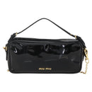 Miu Miu Chain Shoulder Bag Enamel 2way Black Gold Auth 159323V-2