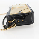 Miu Miu Chain Shoulder Bag Enamel 2way Black Gold Auth 159323V-3