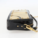 Miu Miu Chain Shoulder Bag Enamel 2way Black Gold Auth 159323V-4